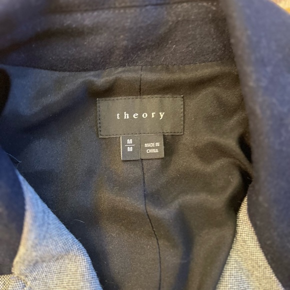 BNWOT Theory Adashi K Wool Moto Jacket in Black/White/Navy (Sz M) (REVOLVE,$265) - Picture 13 of 14